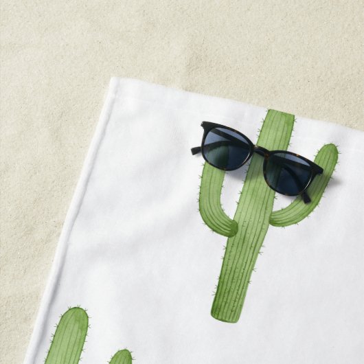 Cactus aquarelle serviette de plage (En situation)