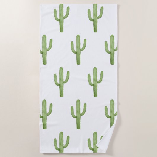 Cactus aquarelle serviette de plage (Devant)