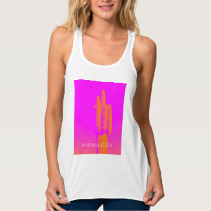 Cactus Art Hot Roze Sinaasappel Modern Arizona Sou Tanktop