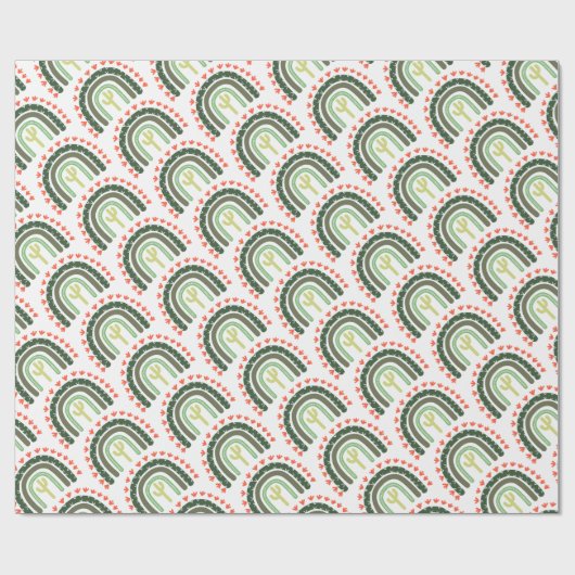 Cactus Artisan Regenboog Sinaasappel Groen Modern Cadeaupapier (Vlak)