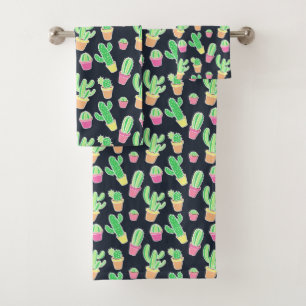 Cactus au néon d'aquarelle dans le motif de pots