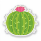Cactus avec fleur Stickers Vinyle coupé (Devant)