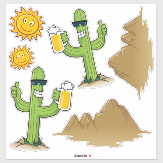 Cactus avec Sticker Bière (Feuille)