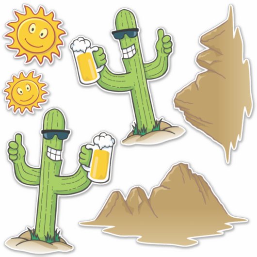 Cactus avec Sticker Bière (Devant)