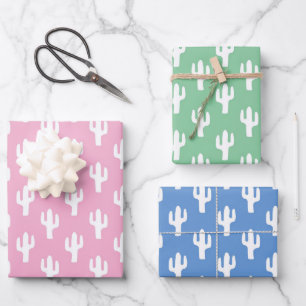 Cactus Baby Blauw Roze Pastels Groen Desert Sweet Inpakpapier Vel