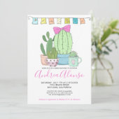 Cactus Baby Girl | Invitation baby shower (Debout devant)