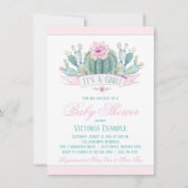 Cactus Baby Meisje Douche Uitnodigingen (Voorkant)