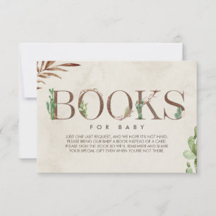Cactus baby shower boek verzoek bijgevoegde kaart
