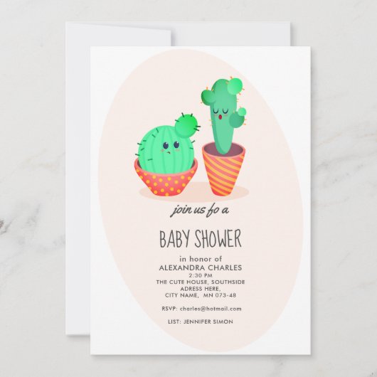 Cactus Baby Shower Kaart (Voorkant)