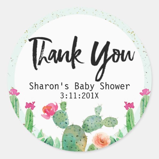 Cactus Baby shower Sticker (Voorkant)
