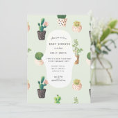 Cactus Baby showers Invitations Aquarelle Succulen (Debout devant)