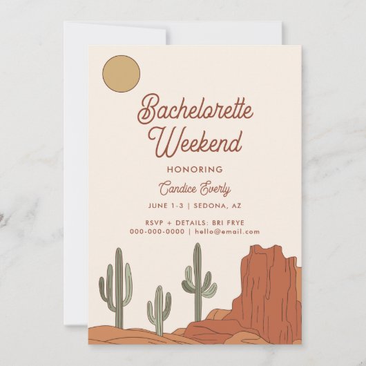 Cactus Bachelorette Party uitnodiging + route (Voorkant)