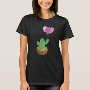 Cactus Balloon Funny Cartoon Graphic voor Mannen V T-shirt