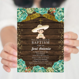 Cactus Baptême Invitation pour garçon