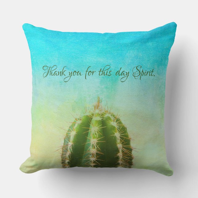 Cactus, bedankt mantra met  tekst T Kussen (Voorkant)