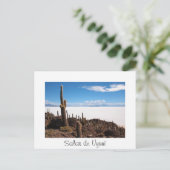 Cactus bij het briefkaart van de Salar de Uyuni-te (Staand voorkant)
