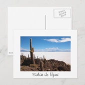 Cactus bij het briefkaart van de Salar de Uyuni-te (Voorkant / Achterkant)