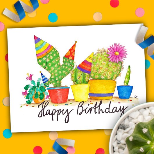 Cactus Birthday briefkaart van Nicole Janes