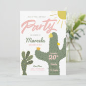 Cactus Birthday Party Kaart (Staand voorkant)