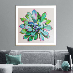 Cactus Blauw en Roze Poster