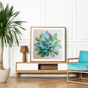 Cactus Blauw en Roze Poster