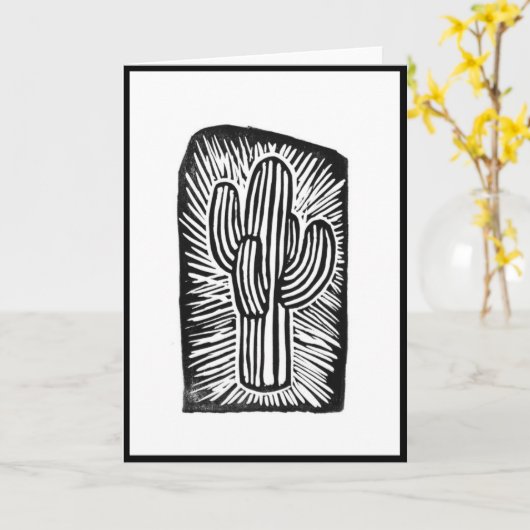 Cactus Block print Kaart (Gele Bloem)