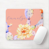 Cactus bloeien woestijnbloem waterverf perzik paar muismat (Met muis)