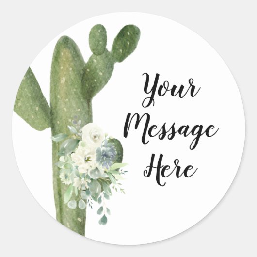 Cactus Bloem 'Uw bericht hier' Sticker (Voorkant)
