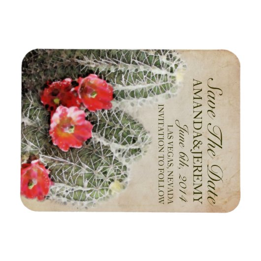 Cactus Bloemen Bewaar de datum Magneet (Horizontaal)