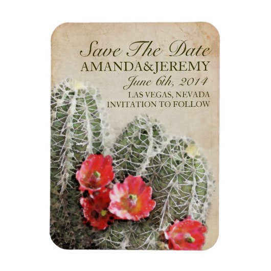 Cactus Bloemen Bewaar de datum Magneet (Verticaal)