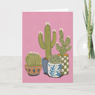 Cactus Bloemen Roze Kaart