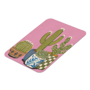Cactus Bloemen Roze Magneet