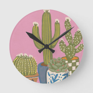 Cactus Bloemen Roze Ronde Klok