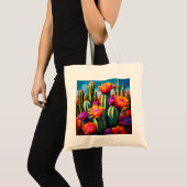 Cactus bloemen tote bag (Voorkant (product))