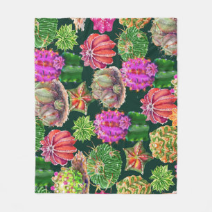 Cactus Bloemen Waterverf Naadloos Patroon Fleece Deken