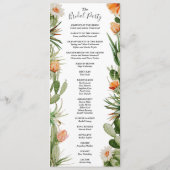 Cactus Bloemenwoestijn Bruiloft Bruidsfeest Flat Programma (Achterkant)