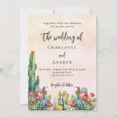 Cactus bloemetjes rustiek roos gouden bruiloft kaart (Voorkant)