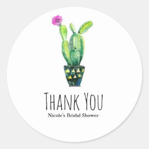 Cactus Bloemige Rustieke Zuidwestelijke Bruidsdouc Ronde Sticker