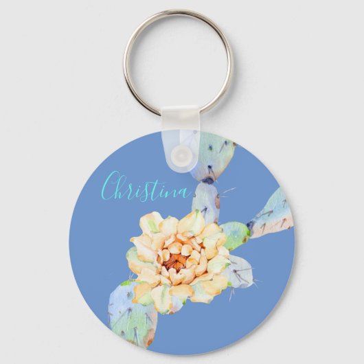 Cactus bloom desert flower waterverf sleutelhanger (Voorkant)