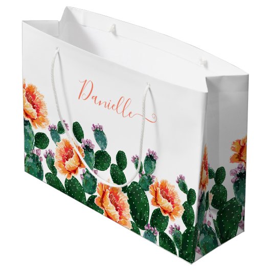 Cactus Blooming met bloemen Groot Cadeauzakje (Achterkant Gekanteld)