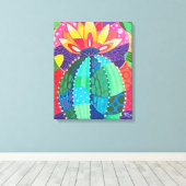 Cactus Blossom Canvas Afdruk (Insitu (Houten vloer))