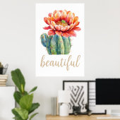 Cactus Blossom Waterverf Mooie woestijn Poster (Thuiskantoor)