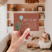 Cactus Blue Baby shower Book Request Informatiekaartje
