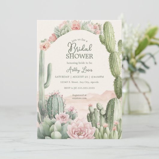 Cactus Boho Cowgirl Bruidsbloemen Kaart (Staand voorkant)