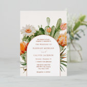 Cactus Boho Wedding Folie Uitnodiging (Staand Voorkant)