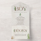 Cactus Book Request Baby shower All In One Uitnodiging (Binnen)