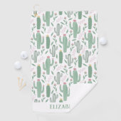 Cactus botanisch patroon gepersonaliseerd golfhanddoek (Insitu)