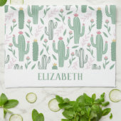 Cactus botanisch patroon gepersonaliseerd theedoek (Gevouwen)
