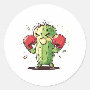 Cactus Boxer Grappig Humoristisch Ly Punch Ronde Sticker