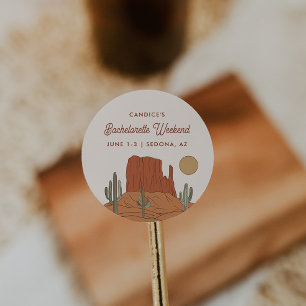 Cactus Bruidsfeest Favor Woestijn Bruidsfeest Ronde Sticker